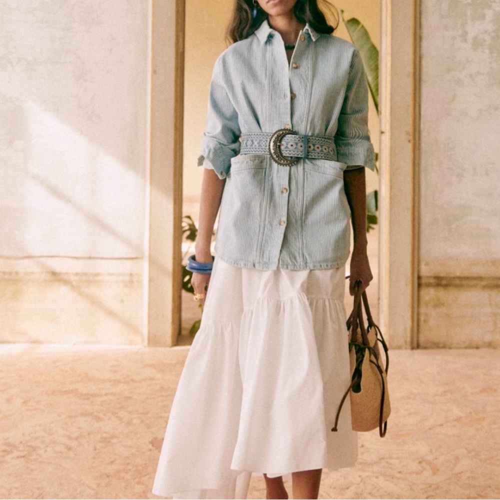 Sezane Will Jacket M Striped Denim